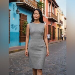 Timeless houndstooth dress with two front pockets